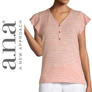 a.n.a Short Flutter Sleeve V Neck Shirt